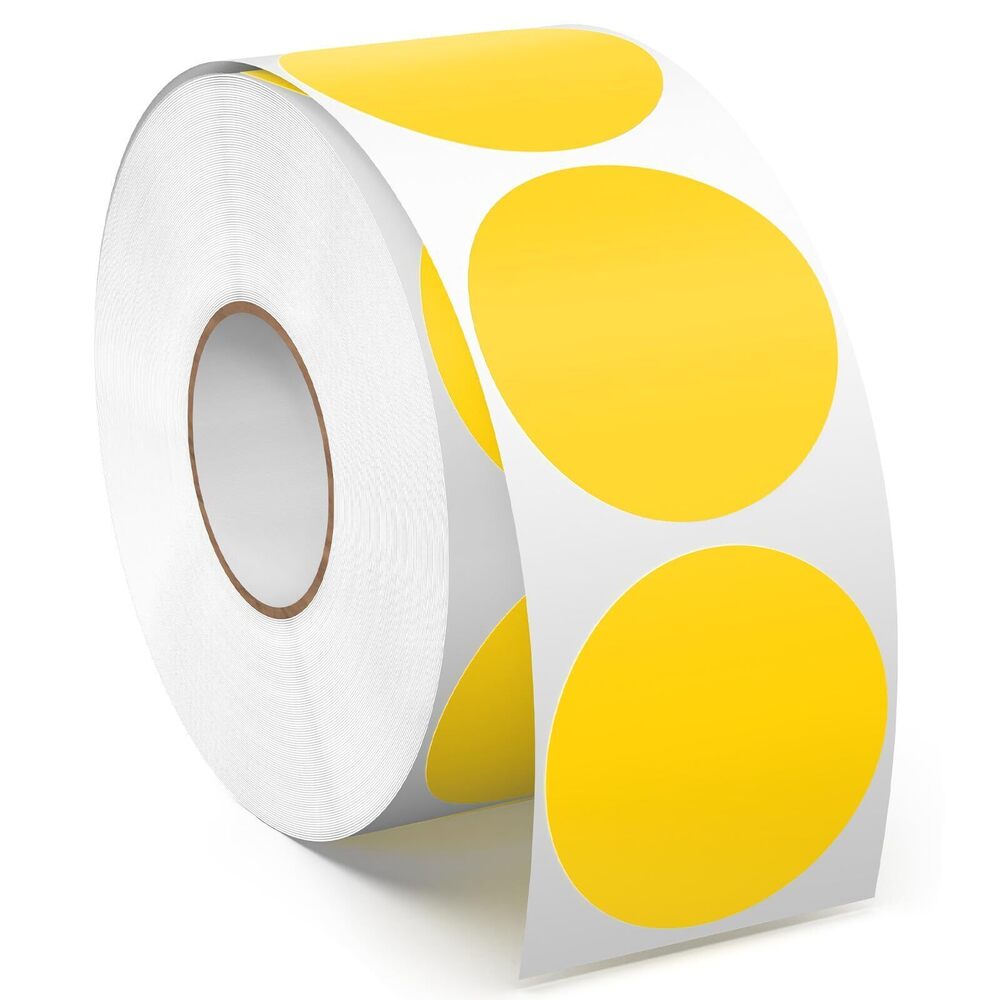 2074 1.5 Inches Yellow Circle Stickers Roll 1000 PCS, Self-Adhesive Vinyl